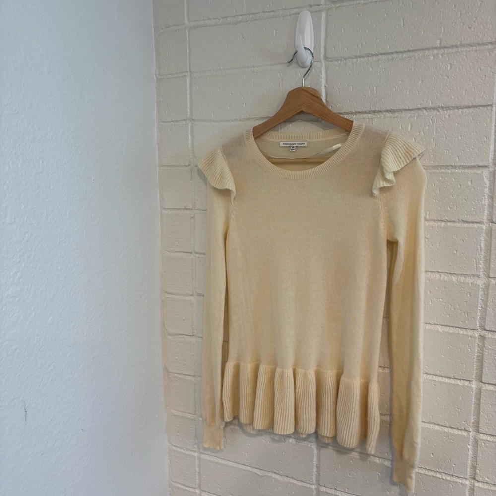 Rebecca minkoff cream ruffle sweater